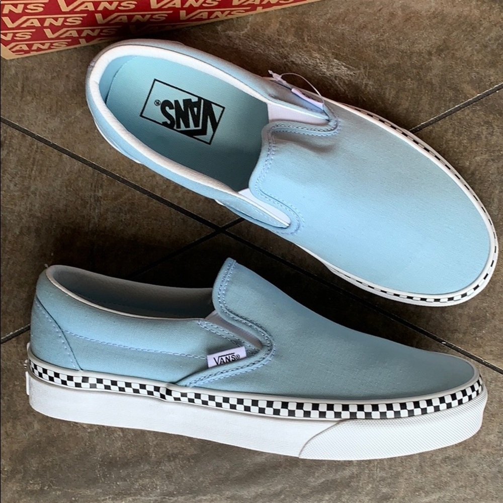 VANS CLASSIC SLIP-ON CHECK FOXING COOL BLUE WMNS - Picture 4 of 16